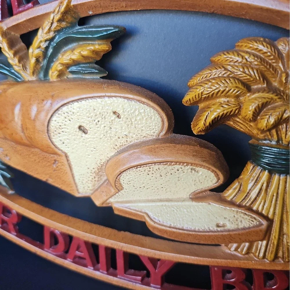 1960s Sexton Metal Sign Vintage Give Us This Day Our Daily Bread Cottagecore R5